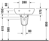 DURAVIT DCODE Lavabo de Pedestal con Bancada y Rebosadero 550x430 mm