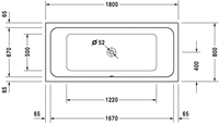 DURAVIT DCODE Bañera de Empotrar 1800x800x420